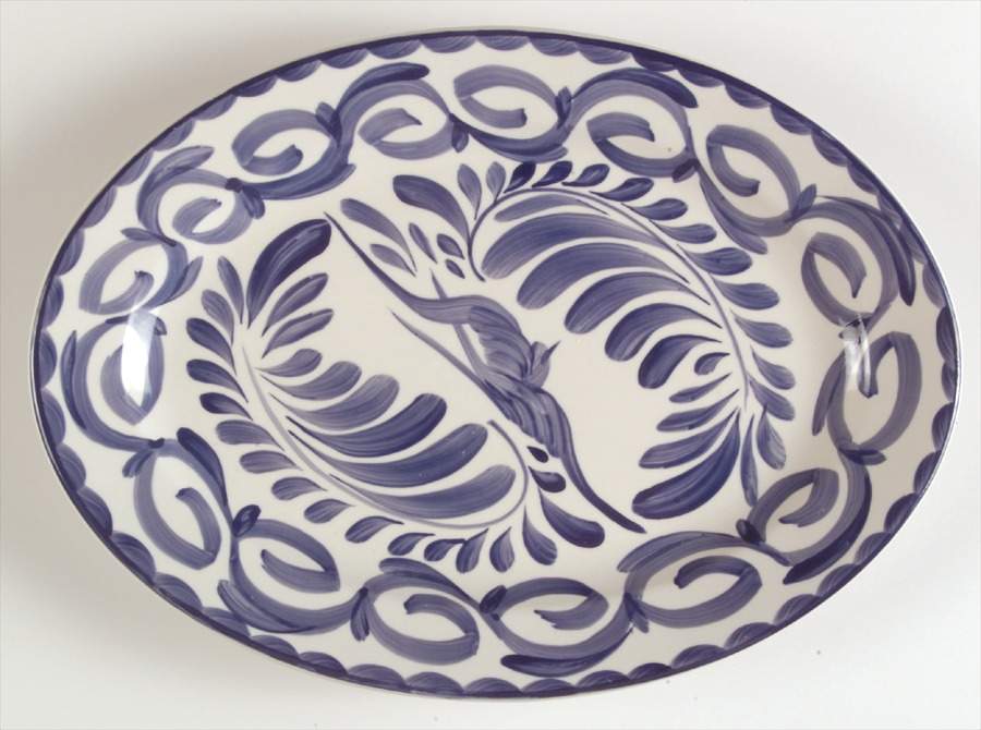 Puebla Blue 10" Oval Serving Platter by Anfora (Mexico)-1