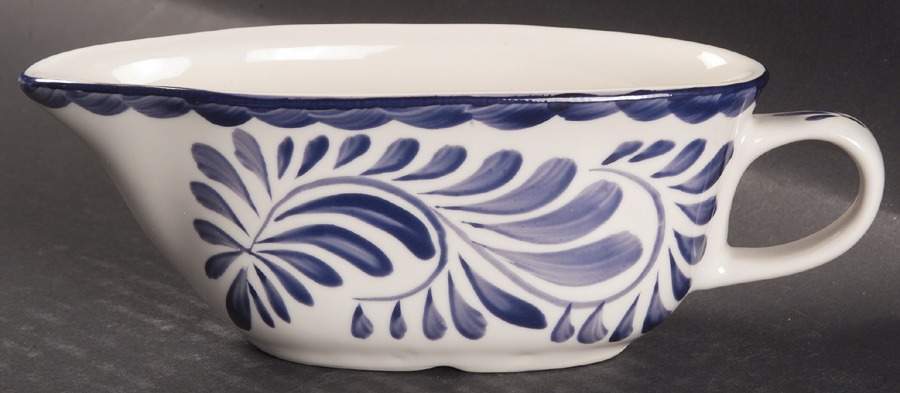 Puebla Blue Gravy Boat by Anfora (Mexico)-1