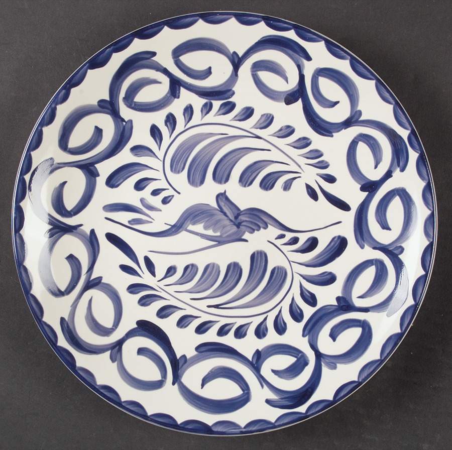 Puebla Blue Coupe Dinner Plate by Anfora (Mexico)-1