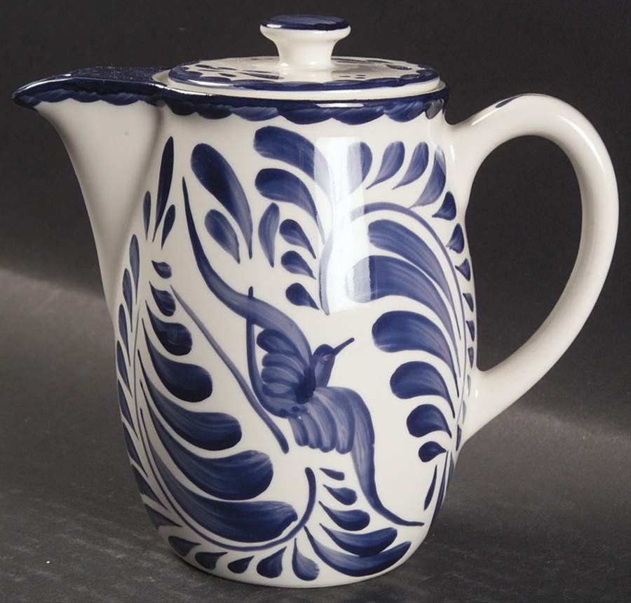 Puebla Blue Mini Coffee Pot & Lid by Anfora (Mexico)-1