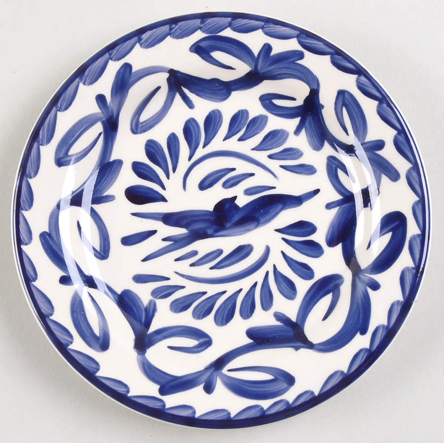 Puebla Blue Bread & Butter Plate by Anfora (Mexico)-1