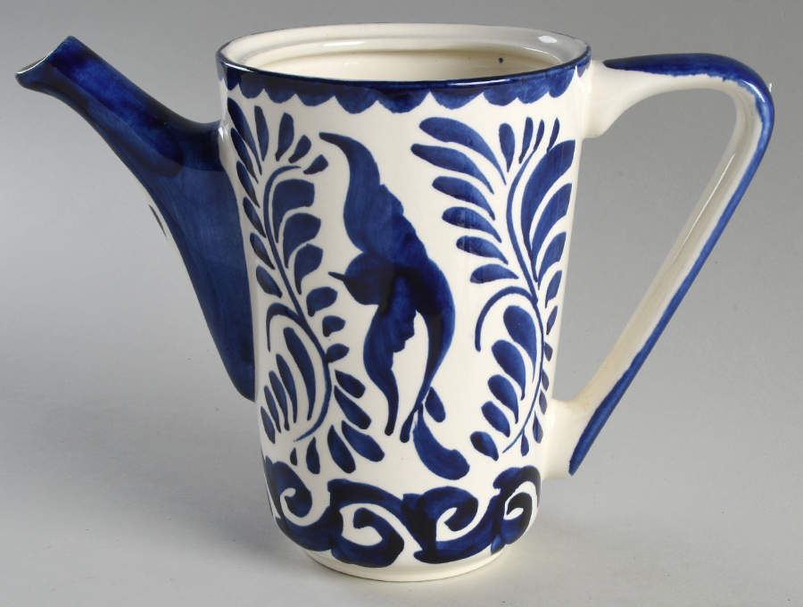 Puebla Blue Coffee Pot No Lid by Anfora (Mexico)-1