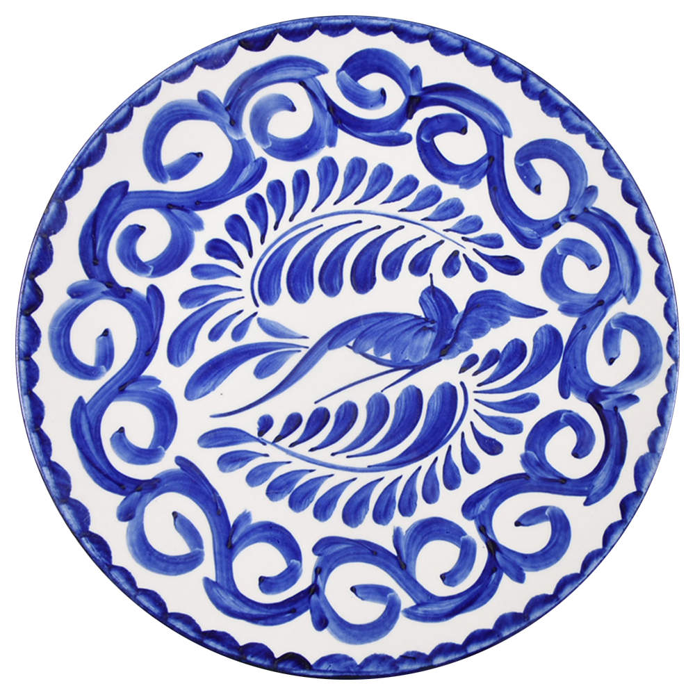 Puebla Blue Coupe Dinner Plate by Anfora (Mexico)-1