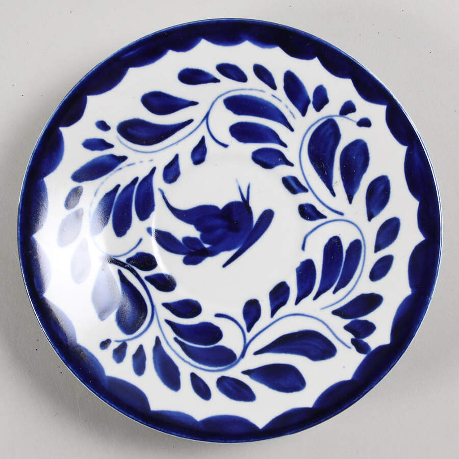 Puebla Blue Saucer for Flat Cream Soup Bowl by Anfora (Mexico)-1