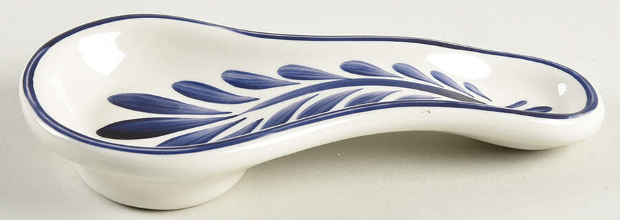 Puebla Blue Spoon Rest/Holder (Holds 1 Spoon) by Anfora (Mexico)-1