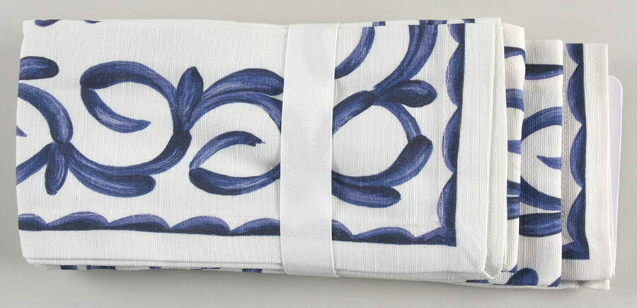 Puebla Blue Cloth Napkin - Set of 4 by Anfora (Mexico)-1