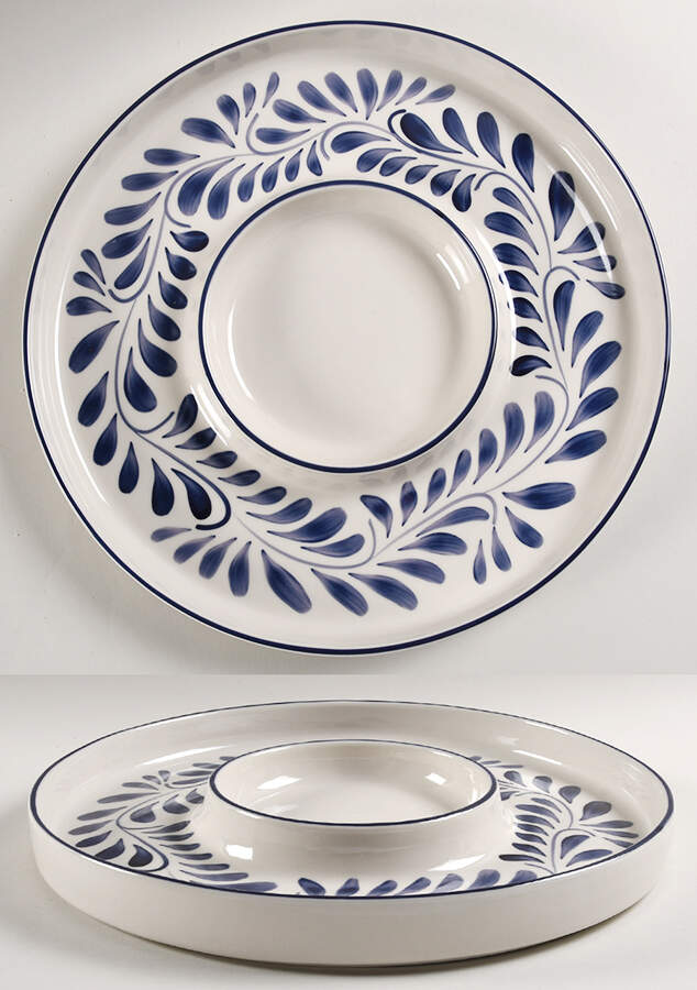Puebla Blue 1 Piece Chip & Dip by Anfora (Mexico)-1
