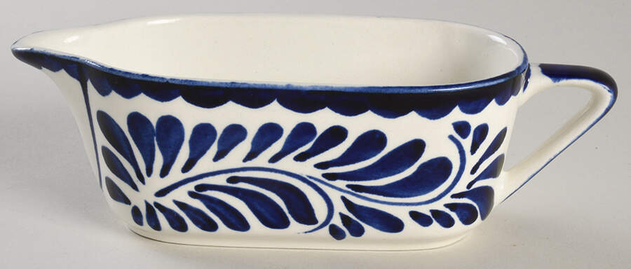 Puebla Blue Gravy Boat by Anfora (Mexico)-1