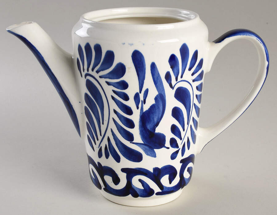 Puebla Blue Coffee Pot No Lid by Anfora (Mexico)-1