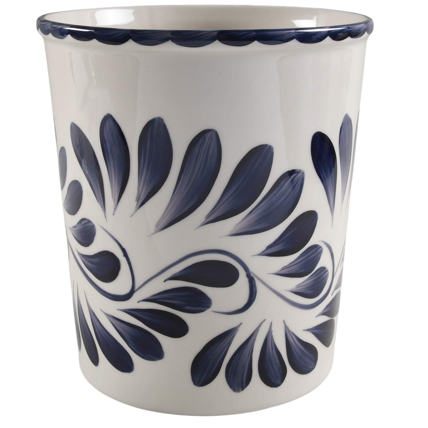 Puebla Blue China Waste Basket by Anfora (Mexico)-1