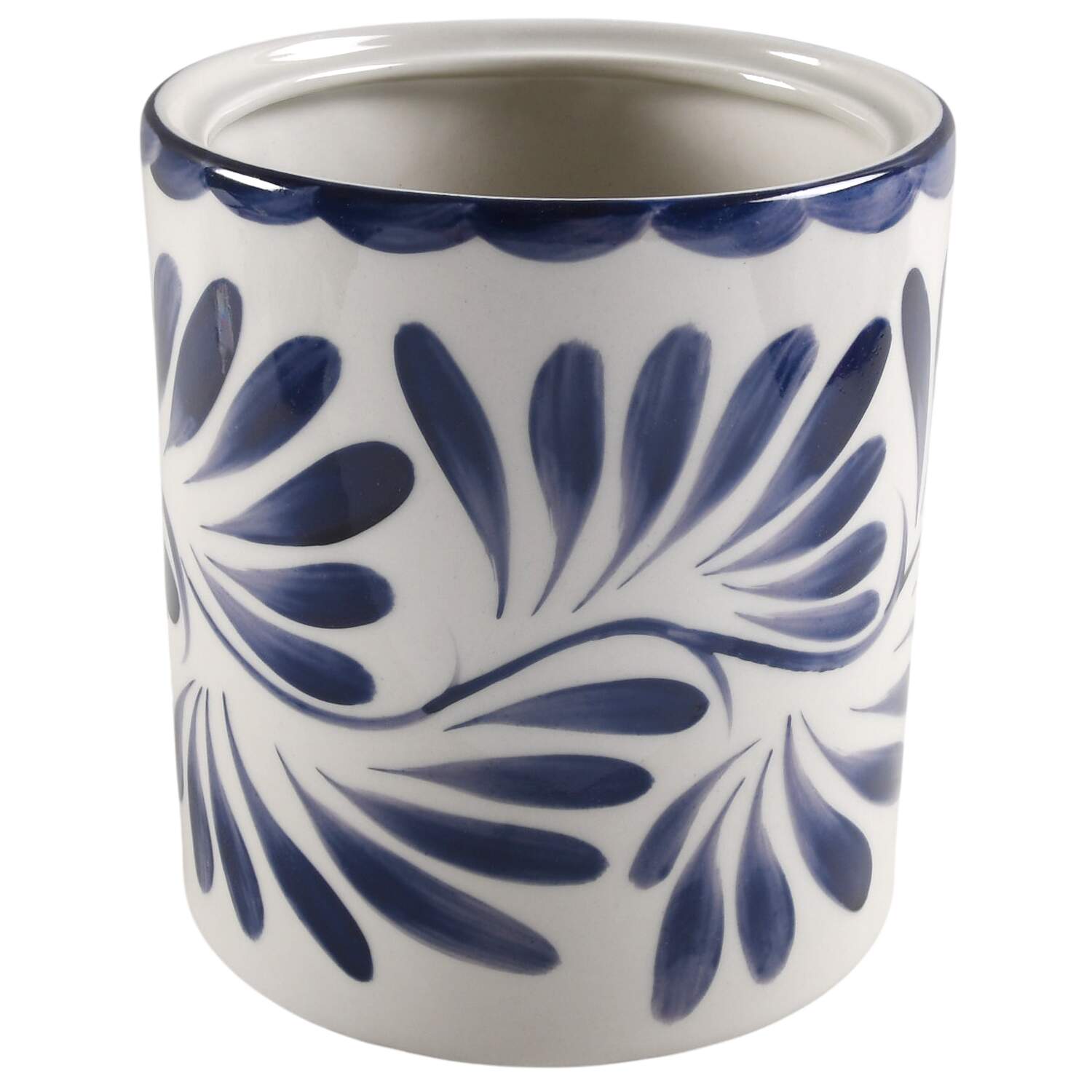 Puebla Blue Treat Jar No Lid by Anfora (Mexico)-1