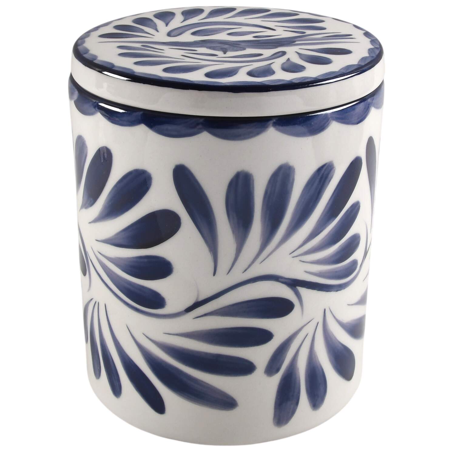 Puebla Blue Treat Jar & Lid by Anfora (Mexico)-1