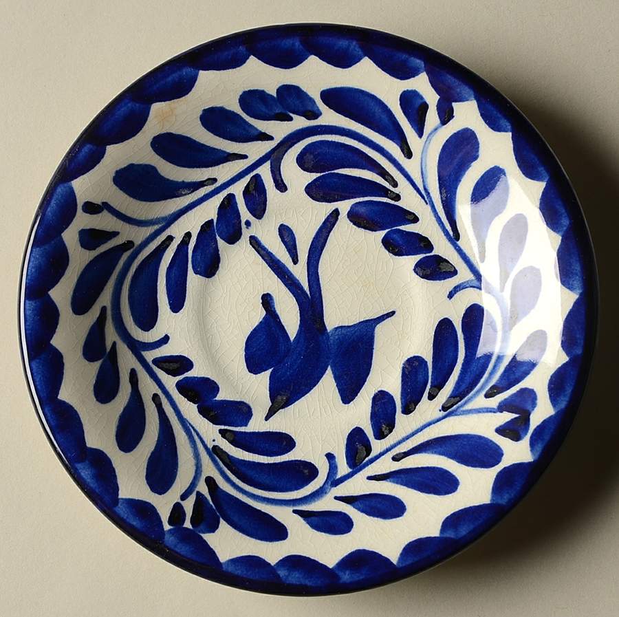 Puebla Blue Saucer for Flat Demitasse Cup by Anfora (Mexico)-1