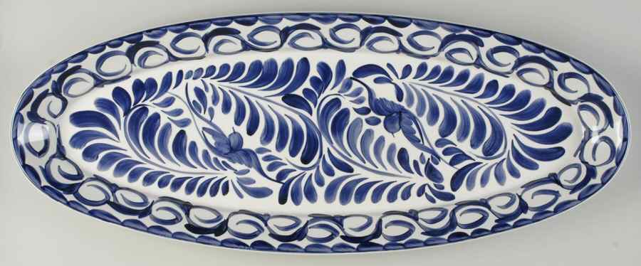 Puebla Blue 22" Fish Platter by Anfora (Mexico)-1