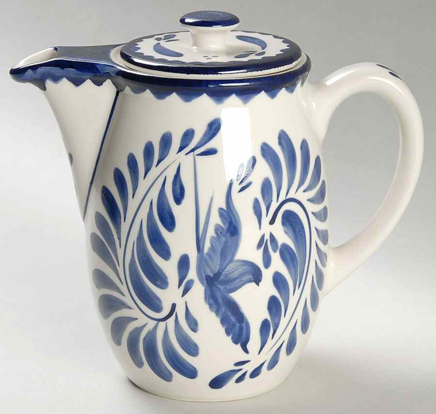 Puebla Blue Mini Coffee Pot & Lid by Anfora (Mexico)-1