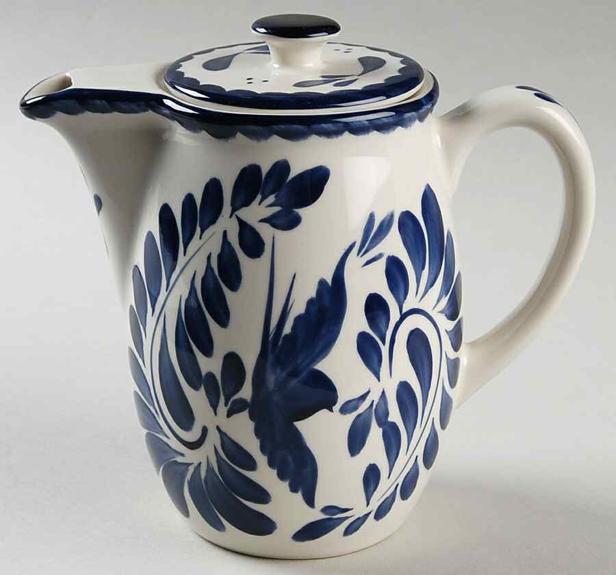 Puebla Blue Mini Coffee Pot & Lid by Anfora (Mexico)-1