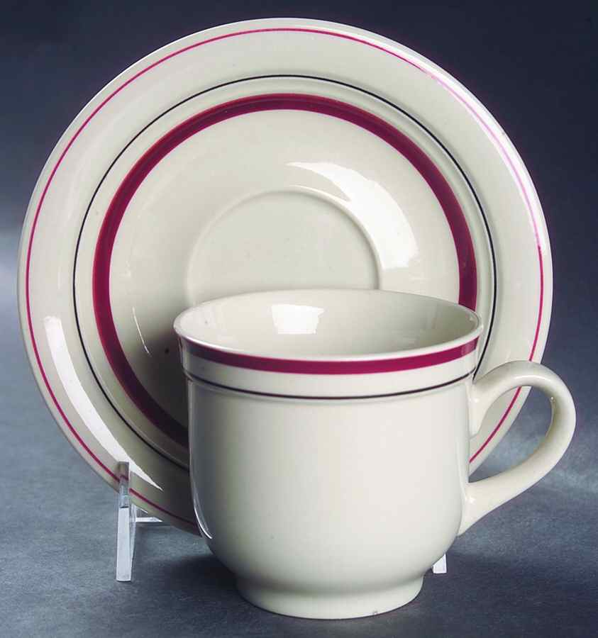 Burgundy C8700-12 Flat Cup & Saucer Set by Anchor Hocking-1