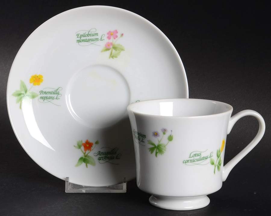 Floret Footed Cup & Saucer Set by Anchor Hocking-1