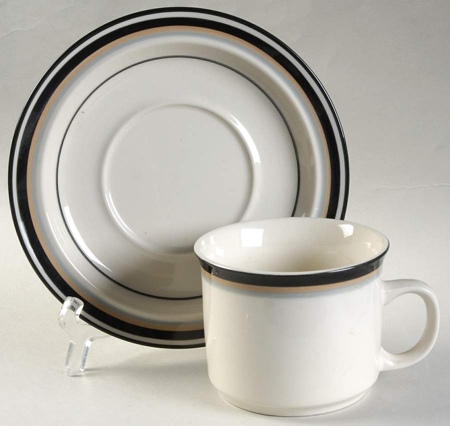 Onyx Flat Cup & Saucer Set by Anchor Hocking-1