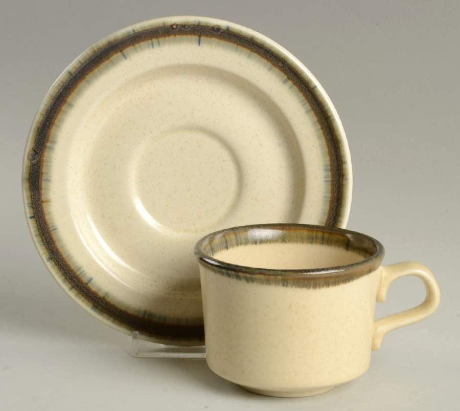 Peppercorn Flat Cup & Saucer Set by Anchor Hocking-1