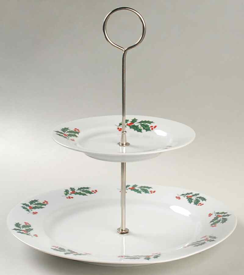 Holiday 2 Tiered Serving Tray (Dinner&Bread/Butter Plate) by Alco-1