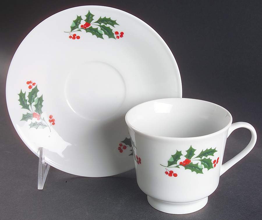 Holiday Footed Cup & Saucer Set by Alco-1