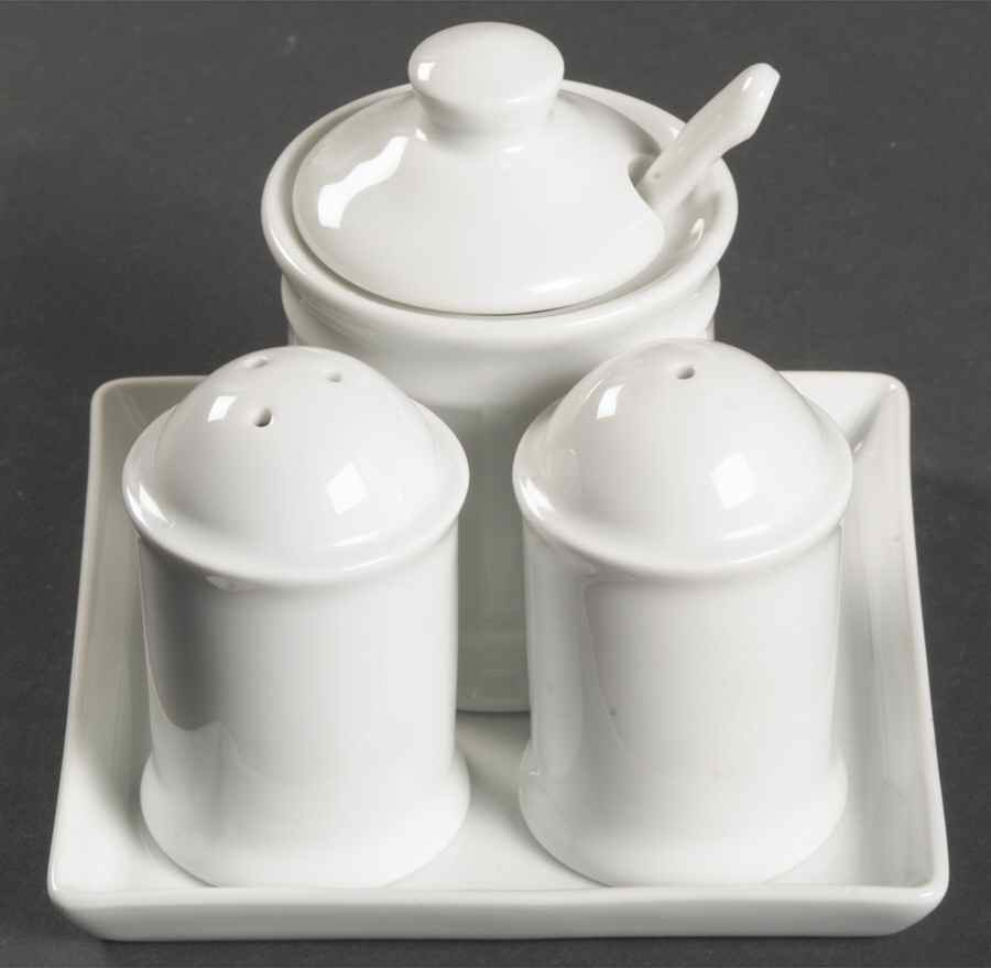 Opera Salt & Pepper, Mustard with Lid & Tray by Apilco-1