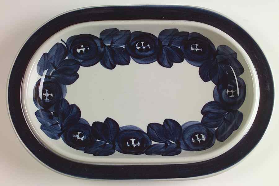 Anemone Blue 14" Oval Serving Platter by Arabia of Finland-1