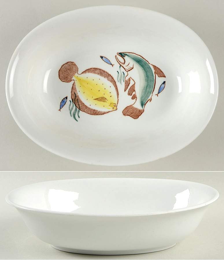 Aquarium 9" Oval Vegetable Bowl by Arabia of Finland-1