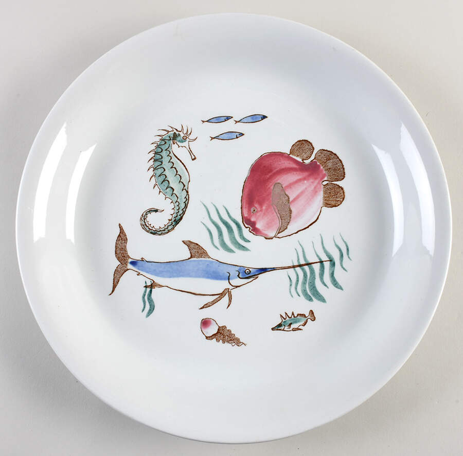 Aquarium Deep Round Platter by Arabia of Finland-1