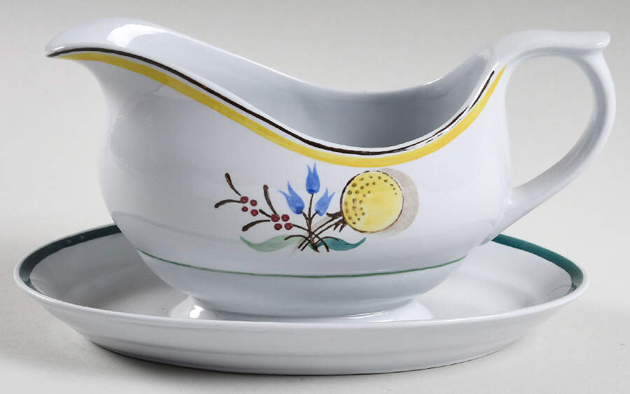 ARA12 Gravy Boat with Attached Underplate by Arabia of Finland-1