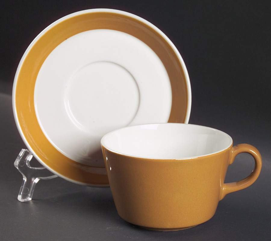 Atria Butterscotch Flat Cup & Saucer Set by Arabia of Finland-1