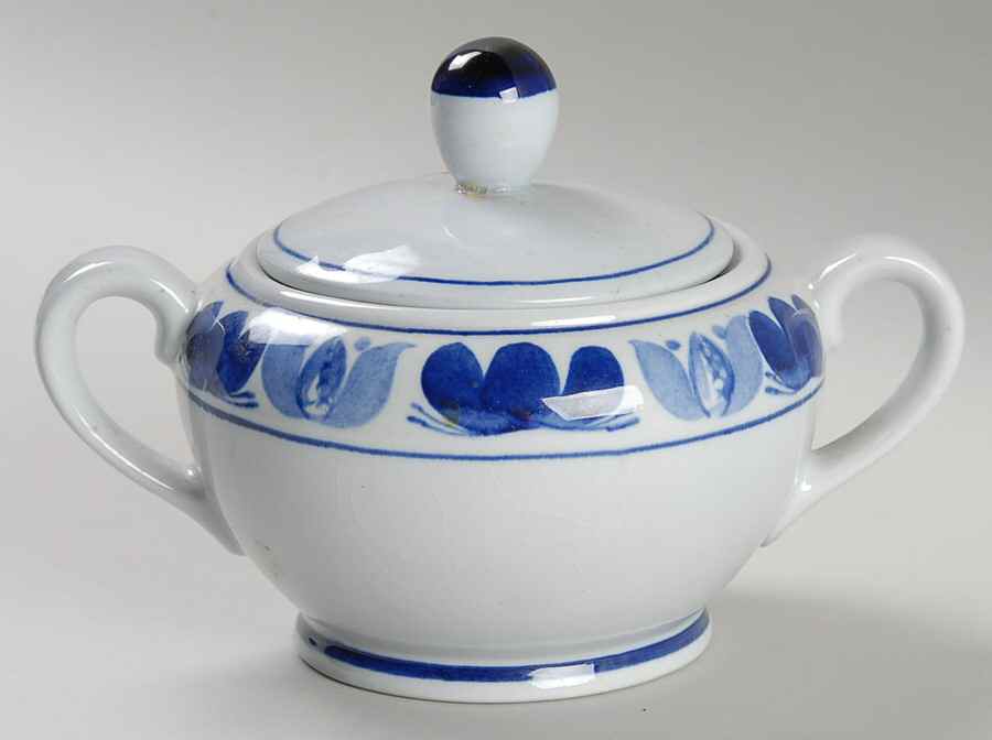 Blue Laurel Mini Sugar Bowl & Lid by Arabia of Finland-1