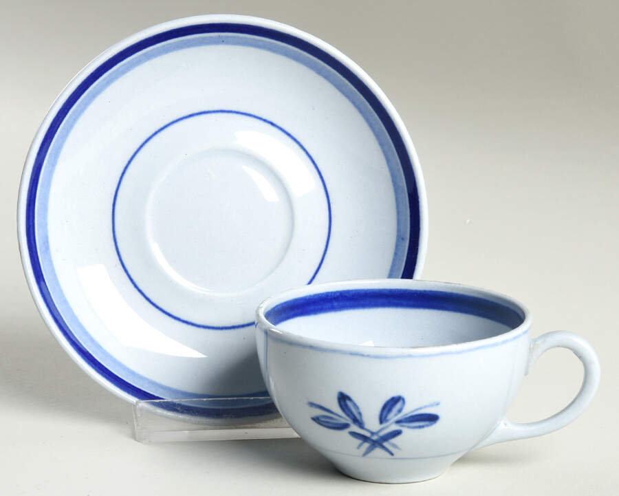 Blue Rose Flat Demitasse Cup & Saucer Set by Arabia of Finland-1