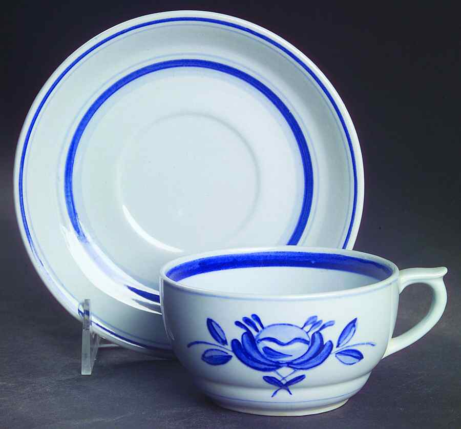 Blue Rose Flat Cup & Saucer Set by Arabia of Finland-1