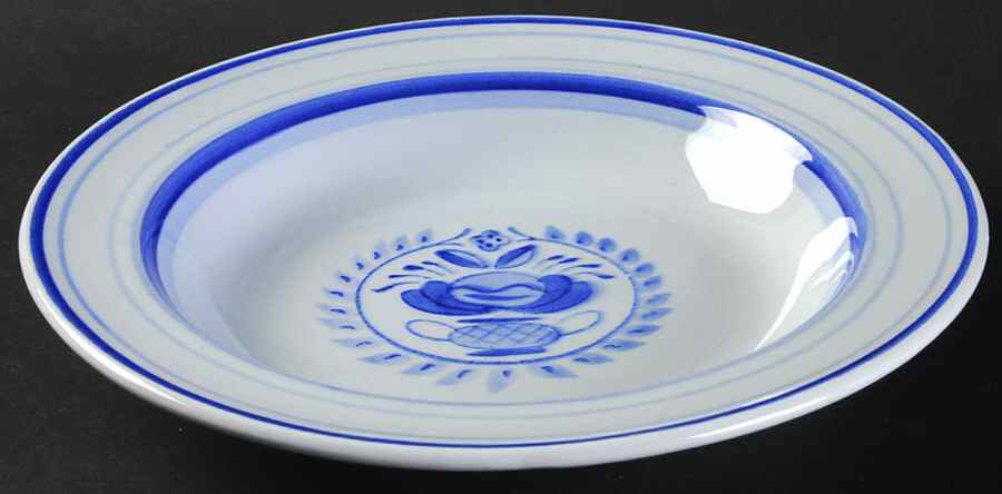 Blue Rose Rim Soup Bowl by Arabia of Finland-1