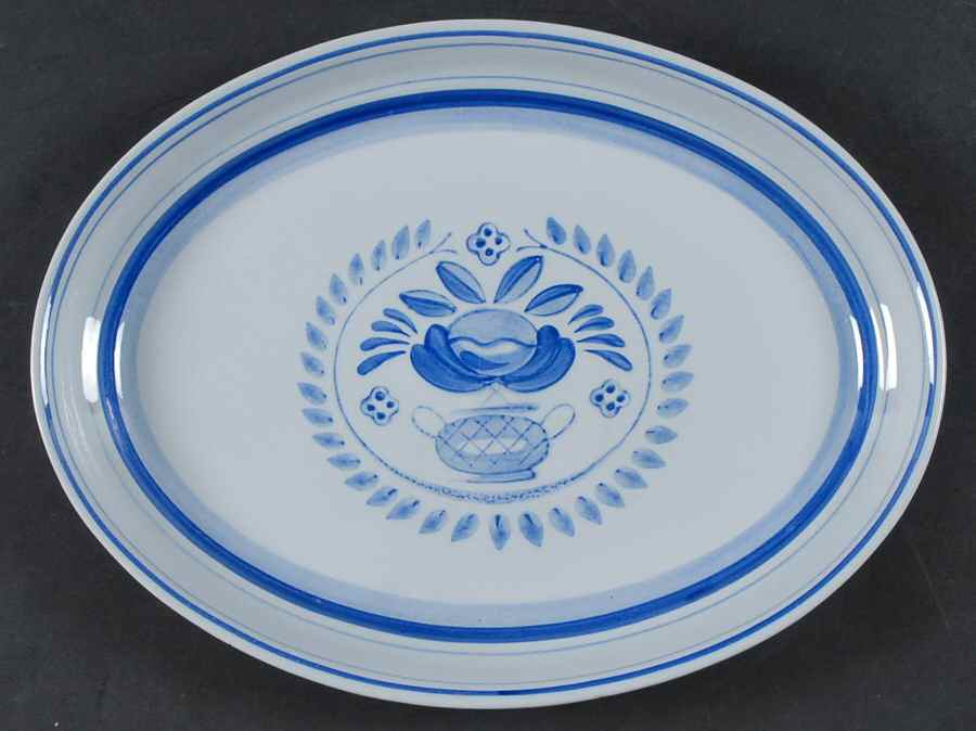 Blue Rose 11" Oval Serving Platter by Arabia of Finland-1