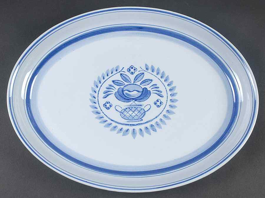 Blue Rose 15" Oval Serving Platter by Arabia of Finland-1