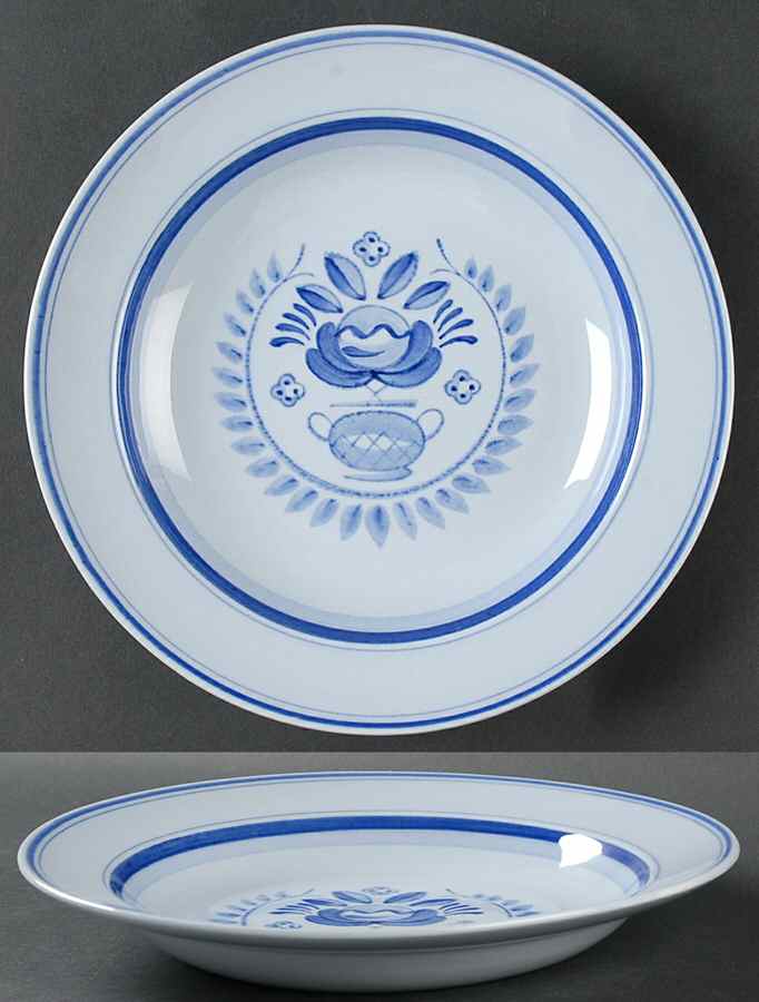 Blue Rose Large Rim Soup Bowl by Arabia of Finland-1