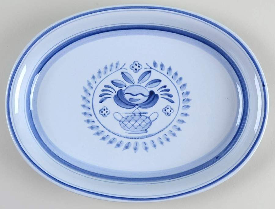 Blue Rose 12" Oval Serving Platter by Arabia of Finland-1