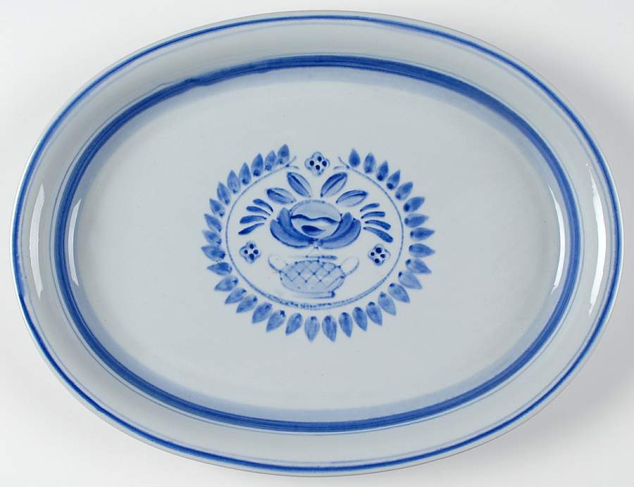 Blue Rose 14" Oval Serving Platter by Arabia of Finland-1
