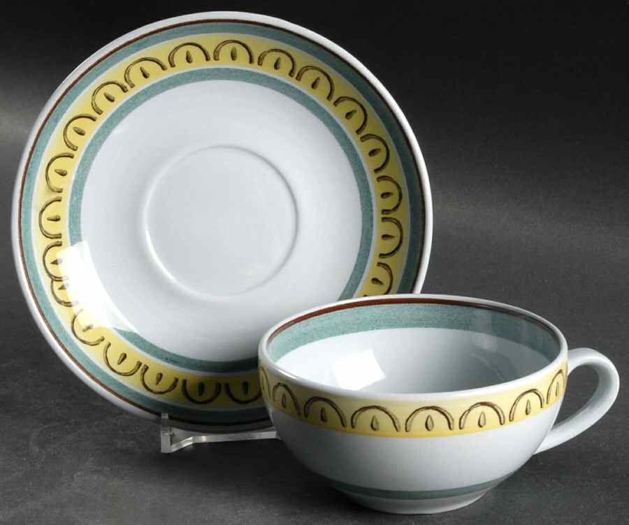 Crown Band Flat Cup & Saucer Set by Arabia of Finland-1