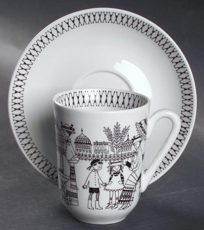 Emilia Flat Cup & Saucer Set by Arabia of Finland-1