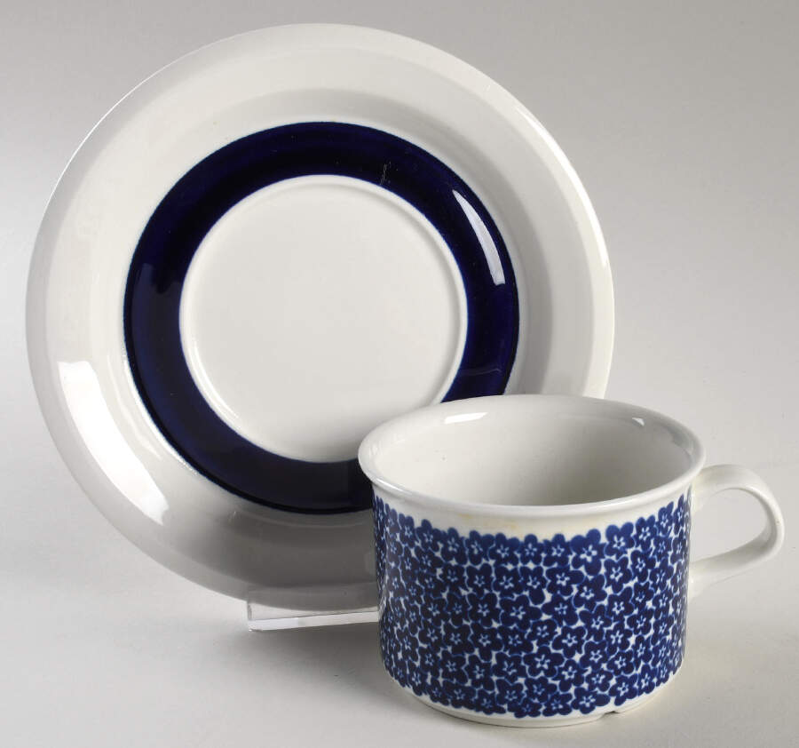 Faenza Blue Flat Cup & Saucer Set by Arabia of Finland-1