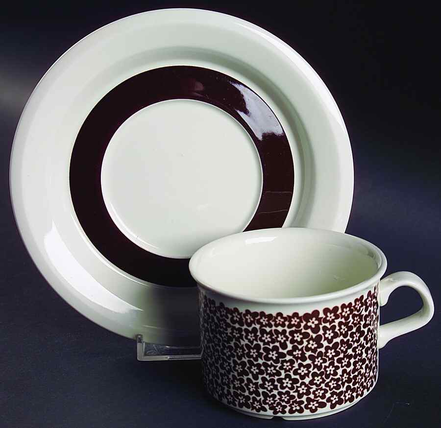 Faenza Brown Flat Cup & Saucer Set by Arabia of Finland-1
