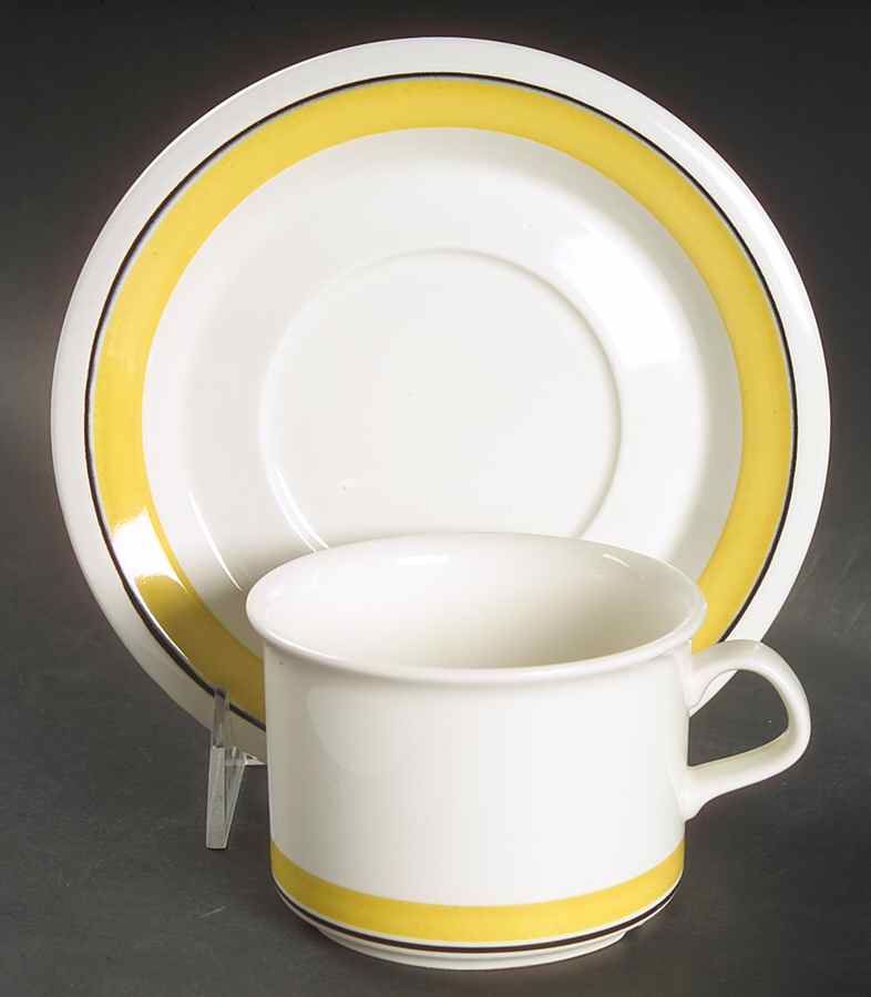 Faenza Yellow Flat Cup & Saucer Set by Arabia of Finland-1