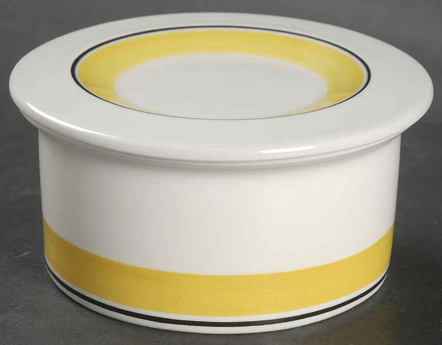 Faenza Yellow Sugar Bowl & Lid by Arabia of Finland-1