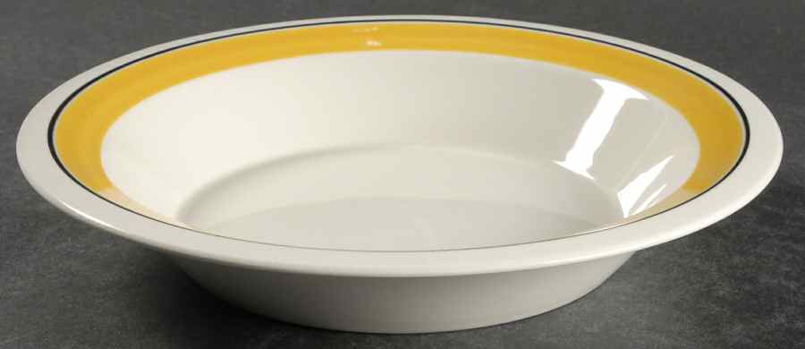Faenza Yellow Rim Soup Bowl by Arabia of Finland-1