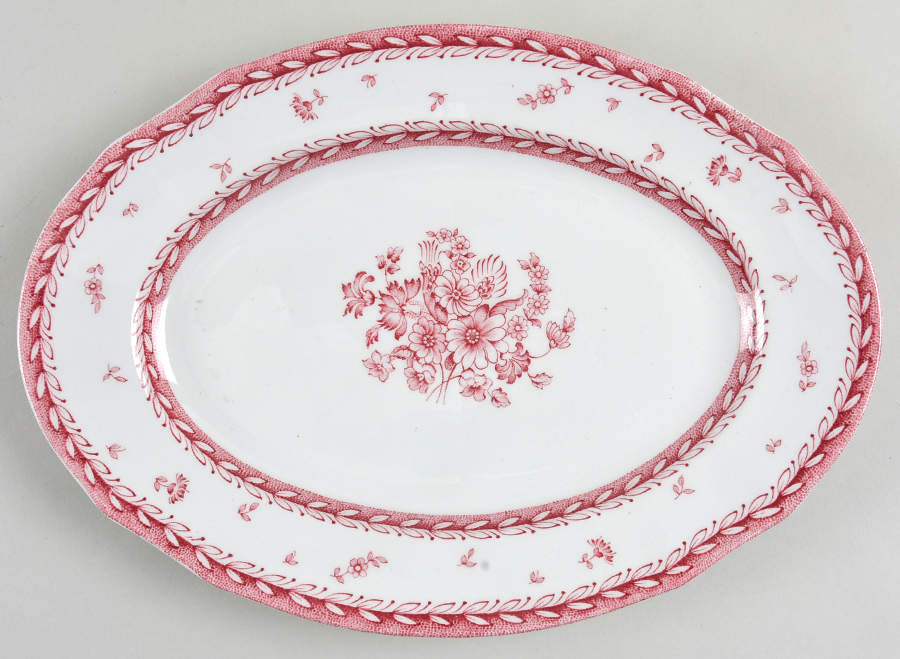 Finn Flower Red (White Background) 10" Oval Serving Platter by Arabia of Finland-1