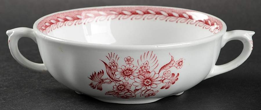 Finn Flower Red (White Background) Flat Cream Soup Bowl by Arabia of Finland-1
